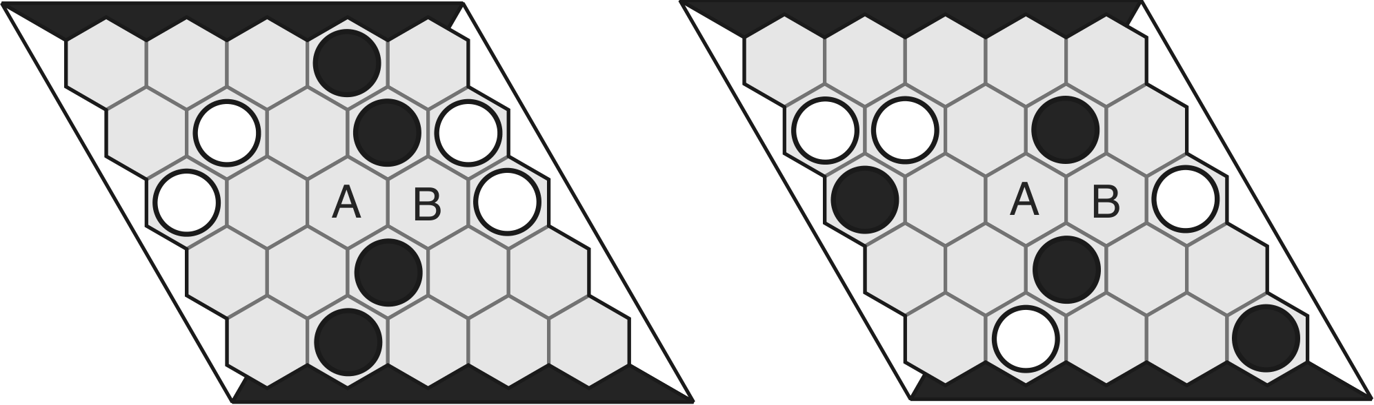 Short-term vs long-term concept examples on Hex boards