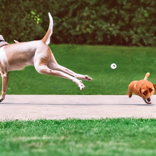 Ball chasing a dog
